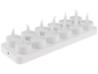 LED Teelichter, 12er Set, mit Windschutzwiederaufladbar auf Ladestation
