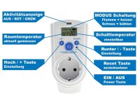 Steckdosen-Thermostat "ST-35 digi"max. 3500W, 5-30°C, EIN/AUS/AUTO, 230V