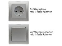 DELPHI Starter-Kit, 16-teilig, silber6x Steckdose, 2x Schalter, 8x Rahmen