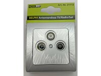 DELPHI Antennendose TV+Radio+Sat inkl. Rahmen, UP, silber