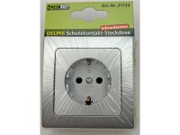 DELPHI Schutzkontakt-Steckdose, silber250V~/ 16A, inkl. Rahmen, Steckanschluss