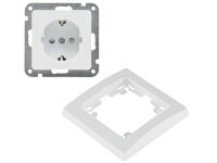 DELPHI Schutzkontakt Steckdose, UP, weiß 250V 16A, inkl. Rahmen, Steckanschluss