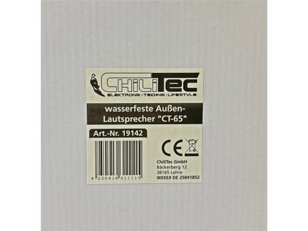 wasserfeste Außen-Lautsprecher "CT-65"8 Ohm, 6,5", 100W, 80Hz-20KHz, PAAR