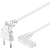 Netzkabel Winkel-Euro > Winkel-Doppelnut H03VVH2-F 2x0.75mm², 2,5A/250V, 2m, weiß