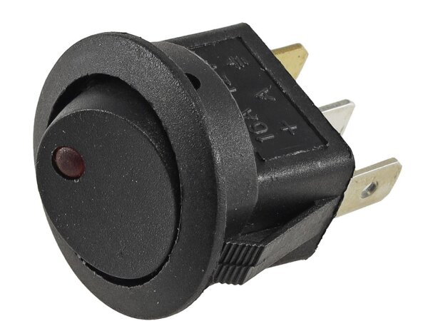 12V Schalter mit roter LEDEIN / AUS, 16A, Ø 20mm Einbau