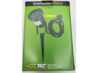 Gartenleuchte "CT-GS10", silbergrau230V, 1,5m Kabel+Erdspieß, GU10 Fassung