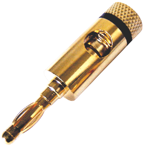 Laborstecker, 4mm-Ø, vergoldet, mit schwarzem Kennzeichnungsring