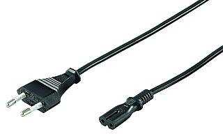 Euro-Netzkabel, Länge 1,8 m, 2x0,75 mm², schwarz