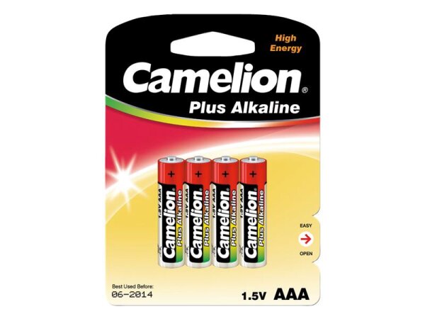 Micro-Batterie CAMELION Plus Alkaline 1,5 V, Typ AAA/LR03, 4er-Blister