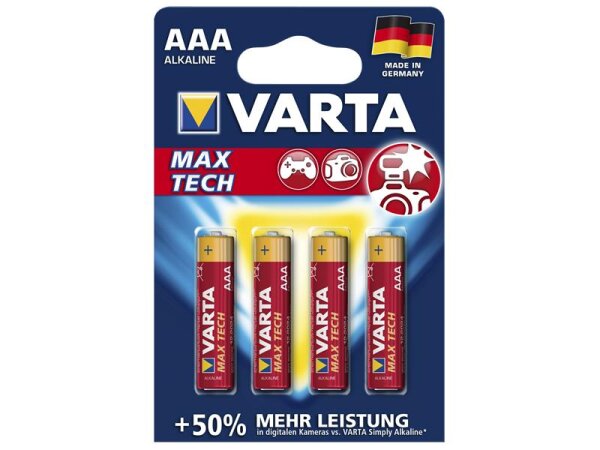 Micro-Batterie VARTA MAX-TECH 1,5 V, Typ AAA, 4er-Blister