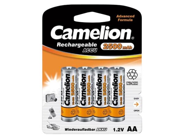 Mignon-Akku CAMELION 1,2 V, 2500 mAh, Typ AA, NiMH, 4er Blister