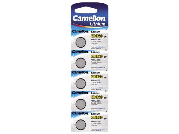 Knopfzelle CAMELION, CR1620 3,0V, Lithium, 5er-Blister