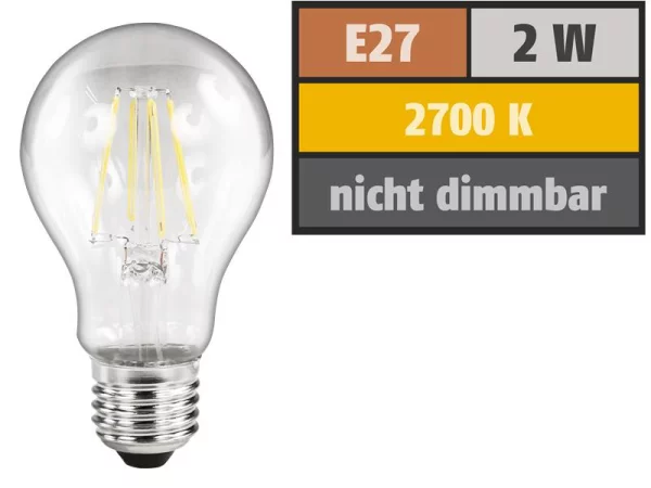 LED Filament Glühlampe McShine Filed, E27, 2W, 260...