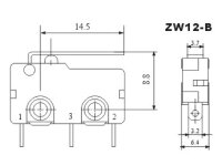 Microschalter McPower, 250V/5A, 3-polig, gefedert, Taster: EIN/EIN