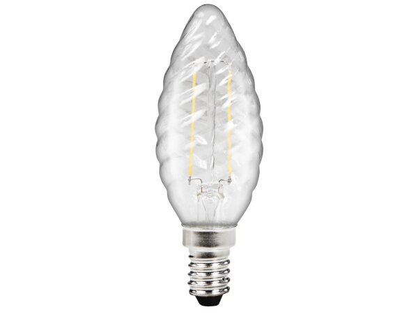 LED Filament Kerzenlampe gedreht McShine Filed, E14, 2W, 260 lm, warmweiß, klar