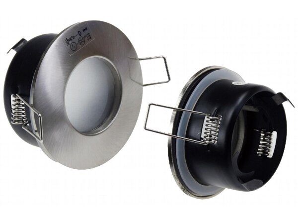 Einbaustrahler "FRR-84",rund, chrom matt für Feuchträume IP44, mattes Frontglas