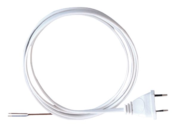 Euro-Netzkabel McPower mit blanken Enden Länge 2 m, 2x0,75 mm², weiß