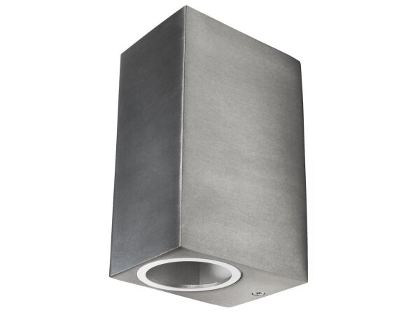 Wandleuchte McShine Square-E Edelstahl-Optik, IP44, 2x GU10, Aluminium Gehäuse