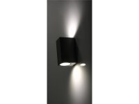 Wandleuchte McShine Square-E Edelstahl-Optik, IP44, 2x GU10, Aluminium Gehäuse