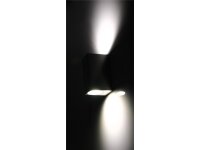 Wandleuchte McShine Square-E Edelstahl-Optik, IP44, 2x GU10, Aluminium Gehäuse