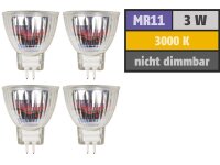 LED-Strahler McShine MCOB MR11 / G4, 3W, 250lm, warmweiß, 4er-Pack