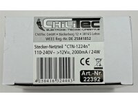 Stecker-Netzteil "CTN-1224n"110-240V~ >12V=, 2000mA / 24W