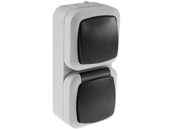 Feuchtraum Kombi-Schalter/Steckdose, IP44 250V~/ 10/16A, grau, AP vertikal