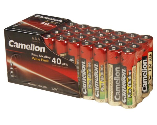 Micro-Batterie CAMELION Plus Alkaline 1,5 V, LR03 Typ AAA, 40er-Blister