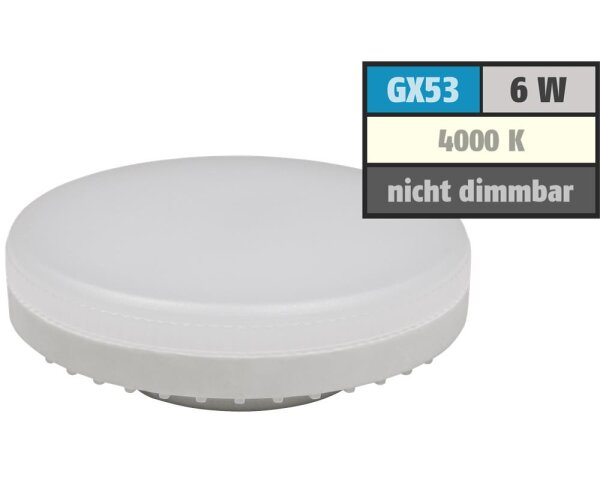 LED-Strahler McShine LS-653, GX53, 6W, 580lm, Ø75x25mm, 120°, neutralweiß
