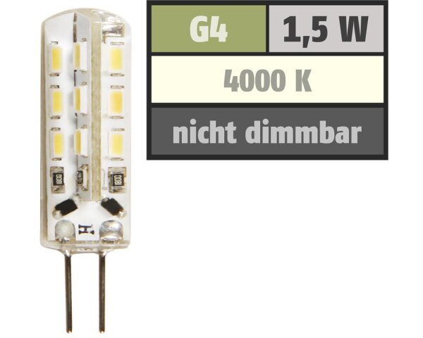 LED-Stiftsockellampe McShine Silicia, G4, 1,5W, 120 lm, neutralweiß