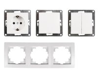 Schalter und Steckdosen Set McPower Flair Tür 3-fach, weiß, 4-teilig