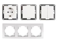 Schalter und Steckdosen Set McPower Flair Tür 3-fach, weiß, 4-teilig