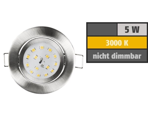 LED Einbauleuchte McShine Slim 82x27mm, 5W, 400lm, 3000K, Edelstahl gebürstet