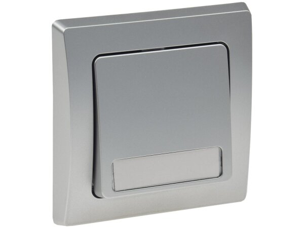 DELPHI Taster mit Namensschild 250V~/ 10A, inkl. Rahmen, UP, silber