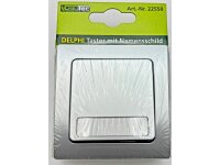 DELPHI Taster mit Namensschild 250V~/ 10A, inkl. Rahmen, UP, silber