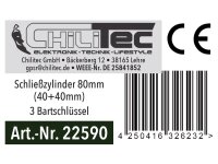 Schließzylinder 80mm (40+40mm)Profil-Zylinder, 3 Bartschlüssel