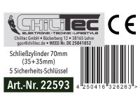 Schließzylinder 70mm (35+35mm)Profil-Zylinder, 5 Sicherheits-Schlüssel