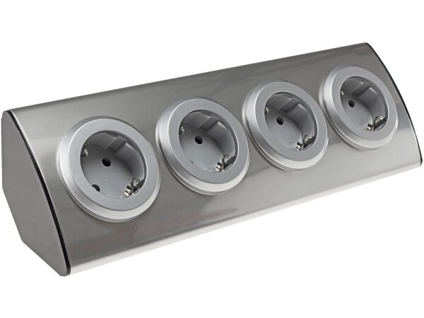 4-fach Steckdosenblock Edelstahl90° für Eck- &  Aufbaumontage
