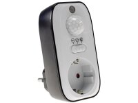 Zwischenstecker mit Bewegungsmelder100°, 8m Reichweite , 230V/1200W, s/w