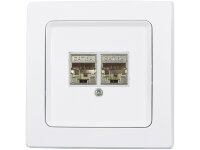 DELPHI Netzwerk-Dose 2x CAT6 inkl. Rahmen, UP, weiß