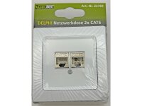 DELPHI Netzwerk-Dose 2x CAT6 inkl. Rahmen, UP, weiß