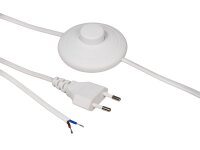 Euro-Netzkabel McPower mit Fußschalter und blanken Enden, 2m, weiß