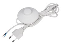 Euro-Netzkabel McPower mit Fußschalter und blanken Enden, 2m, weiß