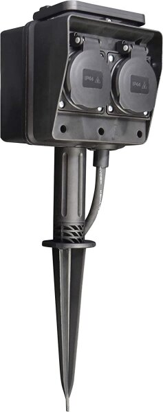 Gartensteckdose McPower, 4-fach, IP44, mit Erdpieß, 3m Kabel