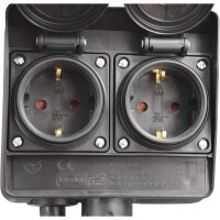 Gartensteckdose McPower, 4-fach, IP44, mit Erdpieß, 3m Kabel