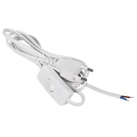 Euro-Netzkabel McPower mit Schnurschalter und blanken Enden, 2m, weiß