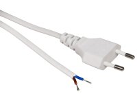 Euro-Netzkabel McPower mit Schnurschalter und blanken Enden, 2m, weiß