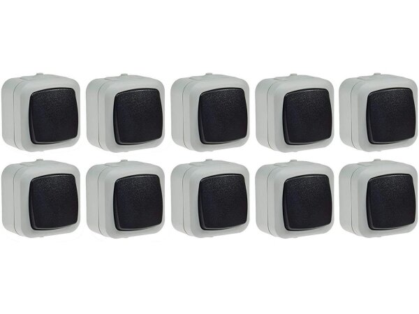 Wechsel Schalter Feuchtraum IP44 Aufputz 250V 10A (10 Stück)