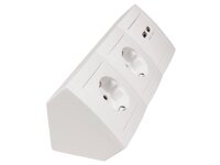 Steckdosenblock McPower Flair Aufbau, weiß, 2-fach Schutzkontakt + 2x USB