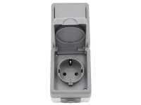 Feuchtraum Kombi-Dose McPower Secure 250V~, Schalter+Steckdose, IP44, AP, grau